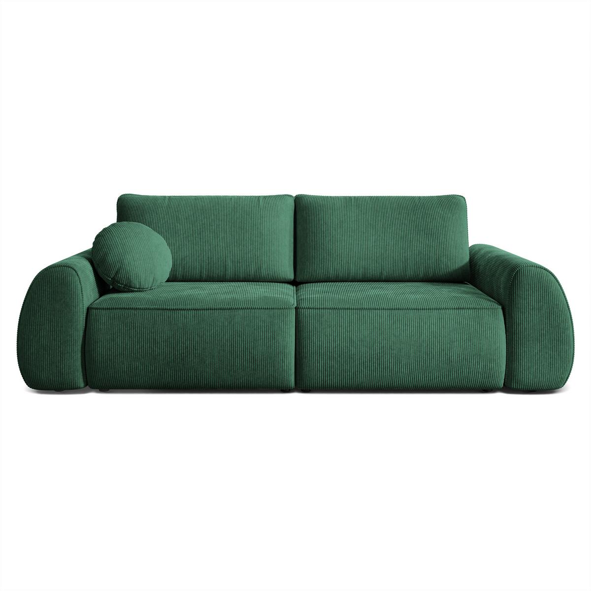 BETTSOFA ZEFEO Grün Kordstoff mit Schlaffunktion - Grün, Textil (264/96/106cm) - MASSENO