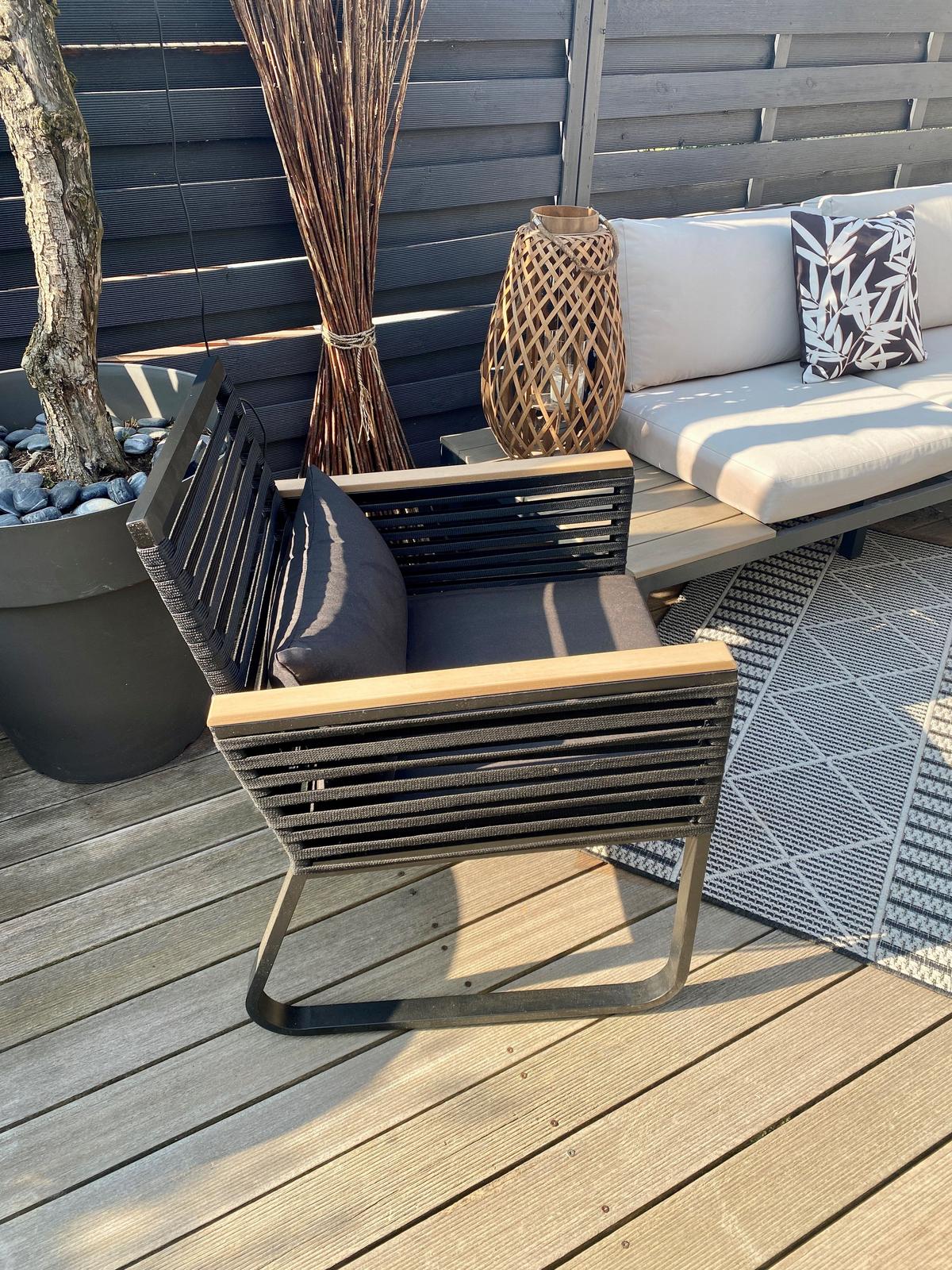 GARTENSTUHL 2er-Set Aluminium schwarz Canetto - Schwarz, Metall (60/83/65cm) - Beliani