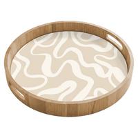 TABLETT Linien - Abstrakt - Beige - Weiß - Minimalistisch 40x40 cm - Beige, Holz (40/5/5cm) - OnlyWow