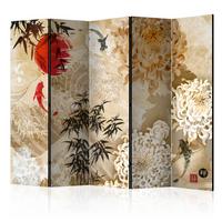 PARAVENT Beidseitig Bedruckter 5-tlg 225x172 cm Koi-Fische Japanischer - Braun, Holz/Textil (225/172/3cm) - Muralo