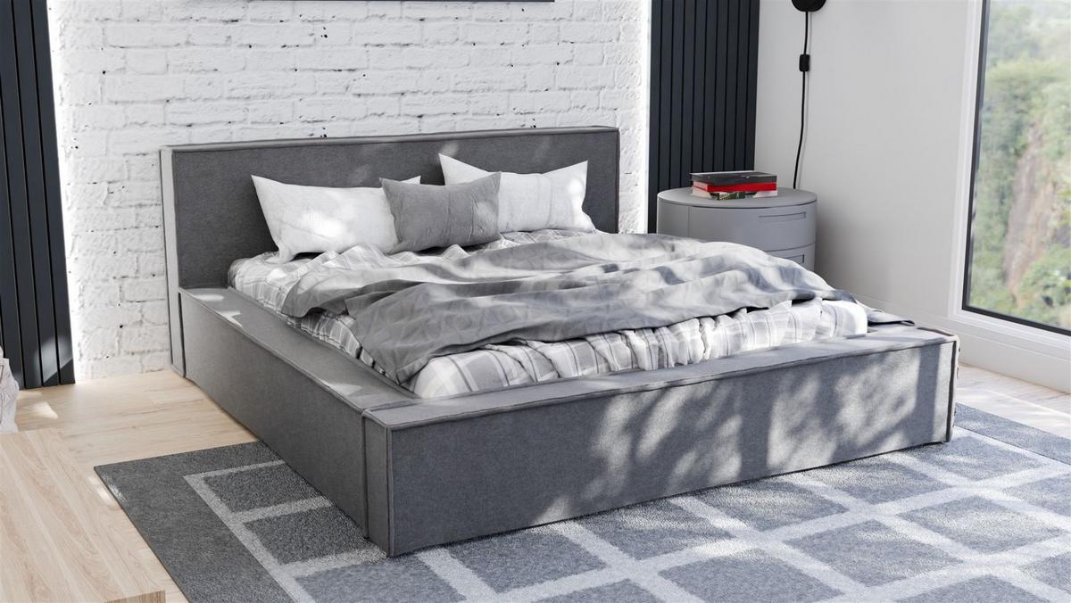 POLSTERBETT Aldana In Freya - Anthrazit, Holzwerkstoff/Textil (200/200cm) - Fun Möbel