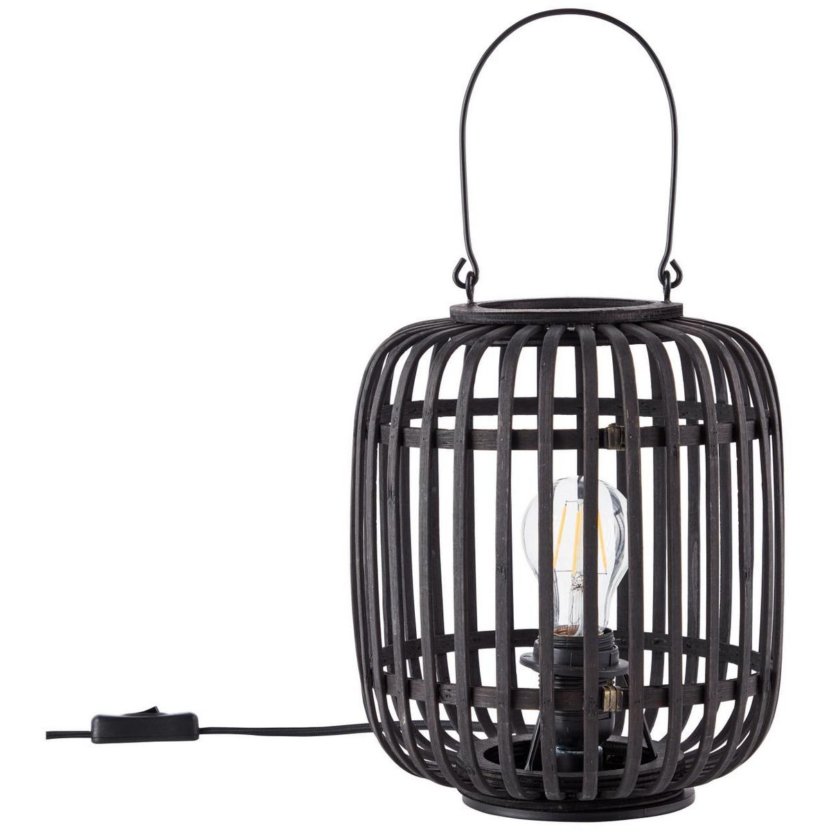 TISCHLEUCHTE Woodrow 93062/76 - Schwarz, Holz (21.5/21.5/43cm) - Brilliant