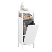 WÄSCHESCHRANK mit Wäschesack Weiß - Weiß, Holzwerkstoff (30/90/30cm) - SoBuy