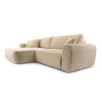 ECKSOFA VIVA Beige Kordstoff mit Schlaffunktion - Sandfarben, Holz (297/169cm) - MASSENO