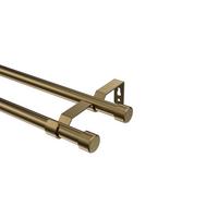 GARDINENSTANGE Olymp Lucan 200 cm, 2-läufig (ohne Ringe), 16 mm Ø Messing Antik - Messingfarben/Bronzefarben, Metall (200cm) - INTERDECO