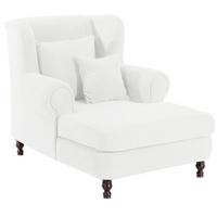SESSEL XXL Karley Bezug Veloursstoff Buche nussbaum dunkel / creme - Weiß, Kunststoff (103/103/149cm) - 58aufmkessel