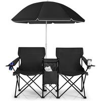CAMPINGSTUHL Schwarz(2er-Set) - Schwarz, Metall (160/85/55cm) - COSTWAY