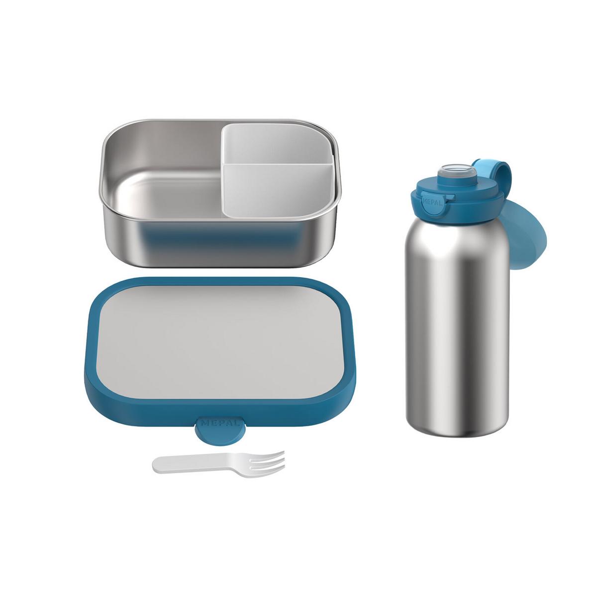EDELSTAHL-LUNCHSET Campus Cool Blue 2-tlg. - Blau, Kunststoff/Metall (2/2/2cm) - Mepal