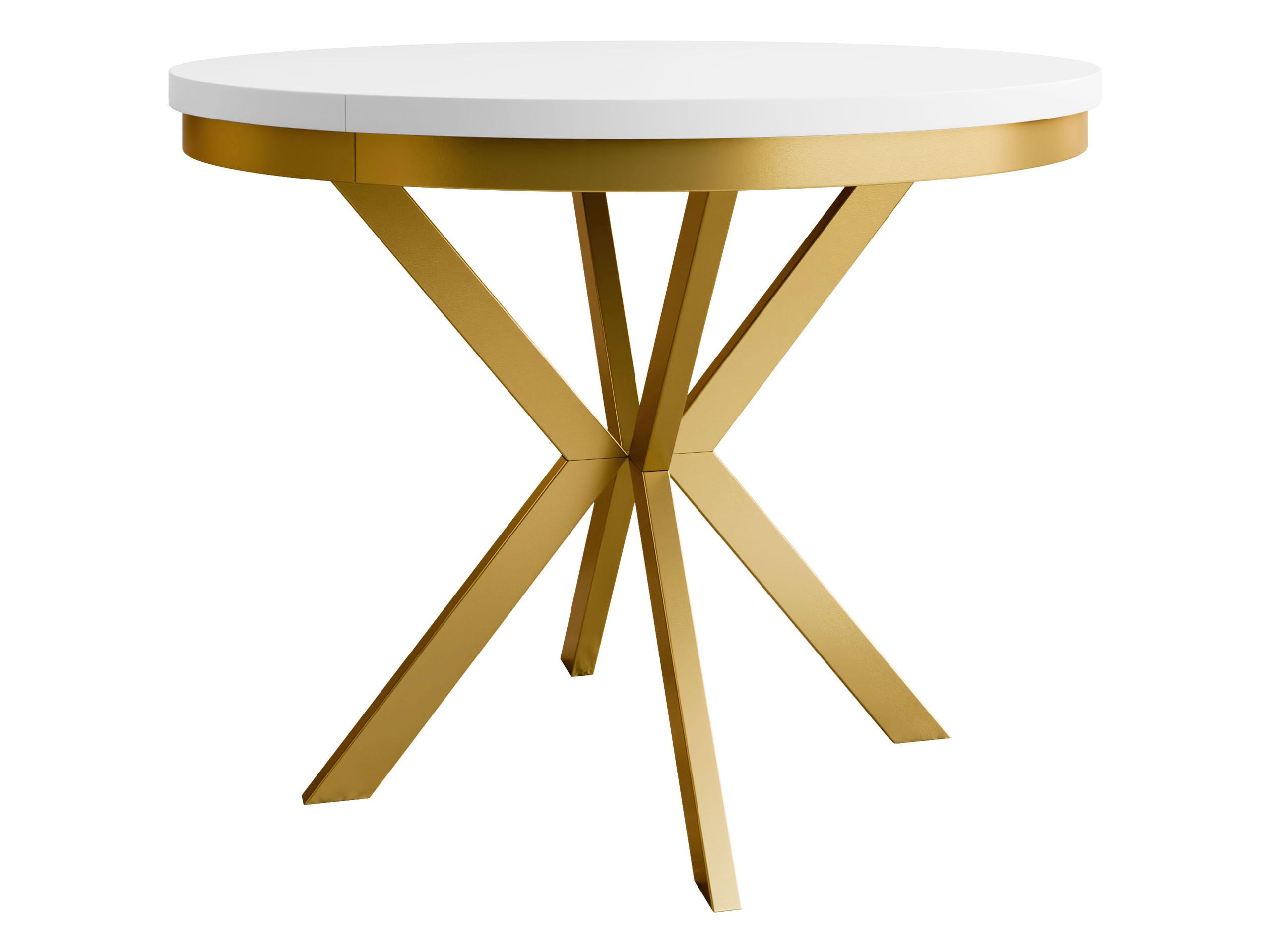 ESSTISCH ausziehbar Edder Gold 120 - Goldfarben/Weiß, Holzwerkstoff/Metall (120/120/76cm) - MIRJAN24