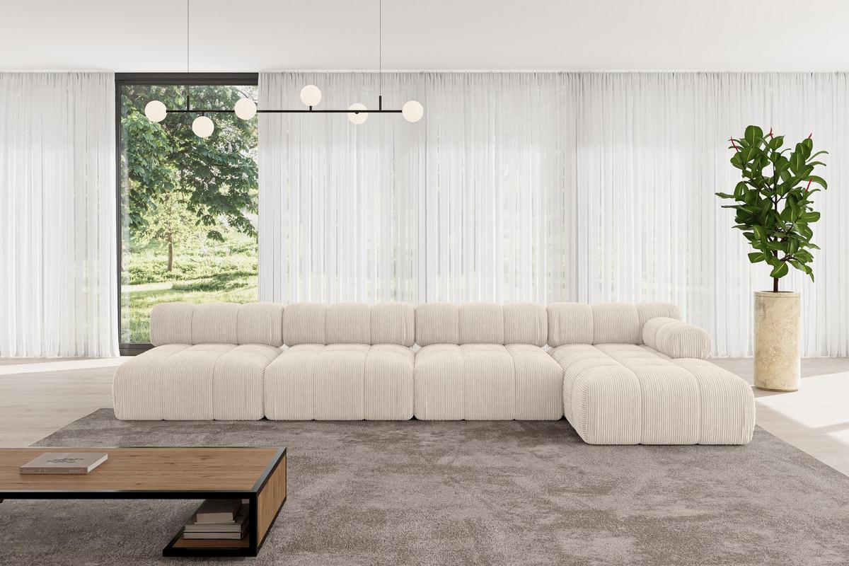 ECKSOFA modulares Sofa Razon-L3 - 380x160x70 cm Beige Cord - Beige, Holzwerkstoff/Textil (380/160cm) - ALTDECOR