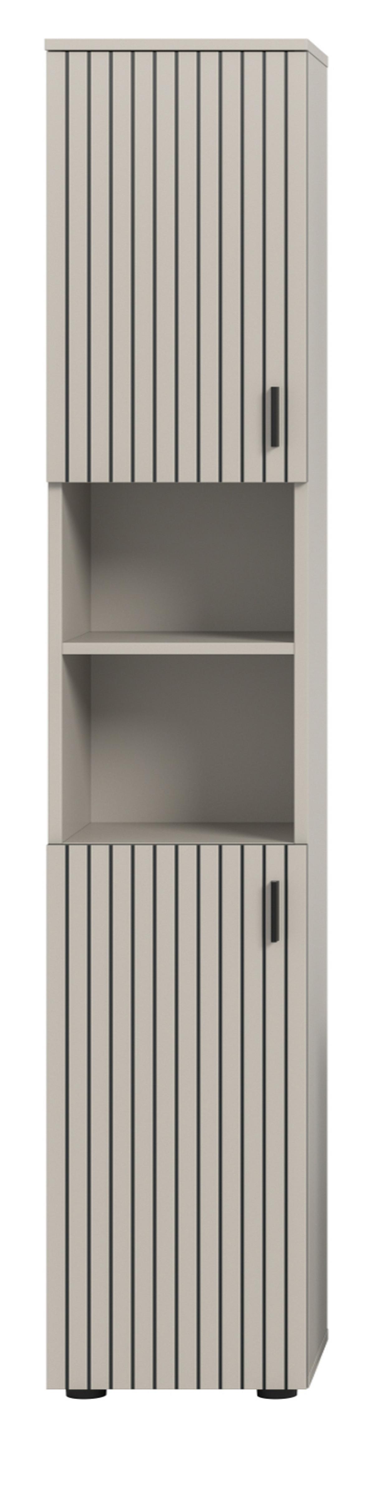 HOCHSCHRANK Kaschmir 30 x 192 cm, Badschrank mit 6 Fächern - Kaschmir/Schwarz, Holzwerkstoff/Kunststoff (30/192/30cm) - Inn.Furn