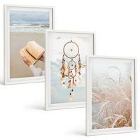 BILDER SET 3er Set - 40x60 cm Weißer Rahmen - Friedliche sommerliche Boho-Landschaften - Weiß, Kunststoff (40/60cm) - TULUP