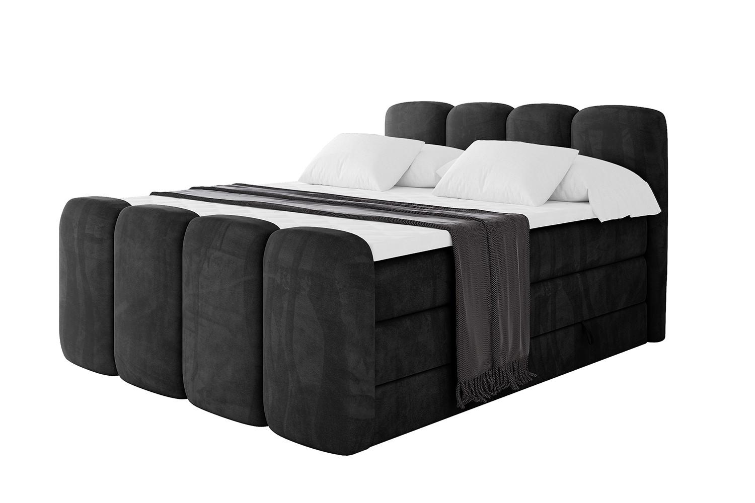 BOXBETT mit Matratze H3|H4 und Lattenrost - NINA-Z KING - 140x200 cm Casablanca - Schwarz - Schwarz Hochglanz, Holzwerkstoff (140/200cm)