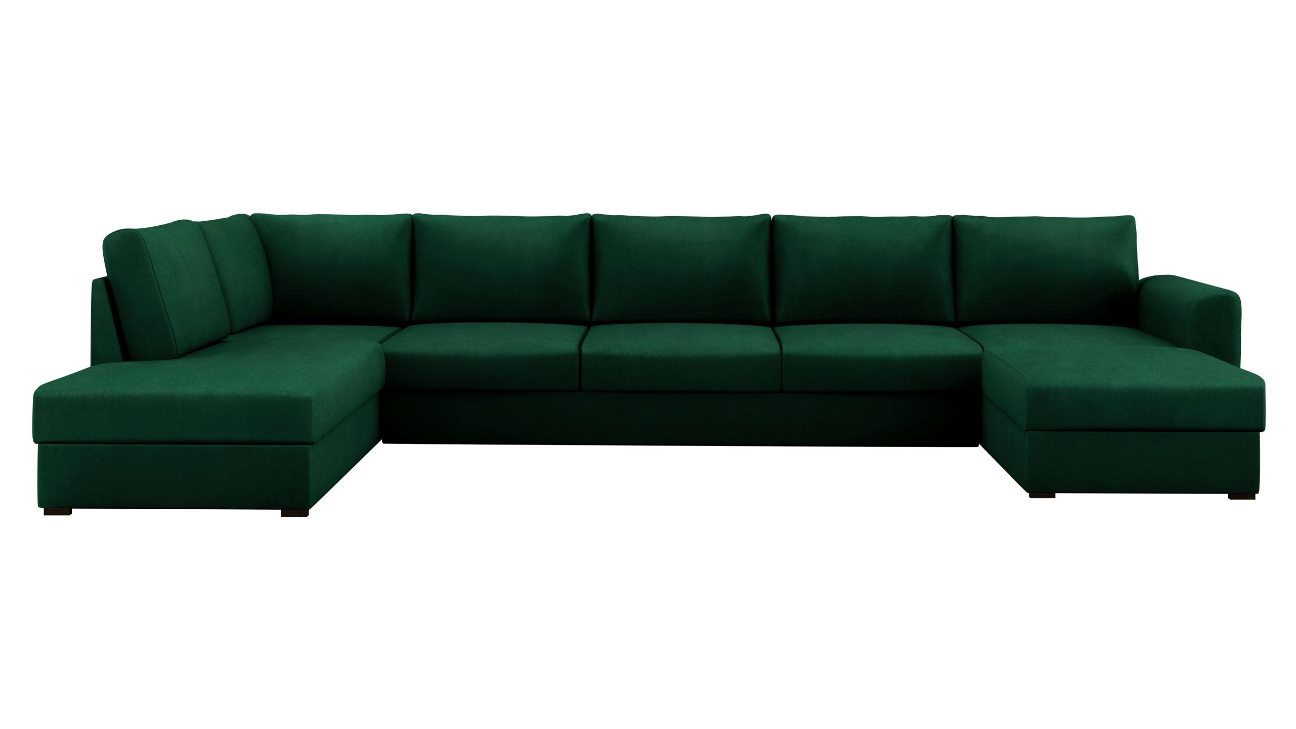 WOHNLANDSCHAFT Wilma Large Premium, Seite: Links - Smaragdgrün/Schwarz, Holz/Textil (370/85/186cm) - MIRJAN24