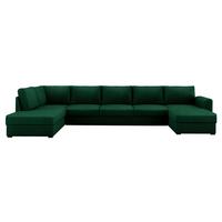 WOHNLANDSCHAFT Wilma Large Premium, Seite: Links - Smaragdgrün/Schwarz, Holz/Textil (370/85/186cm) - MIRJAN24