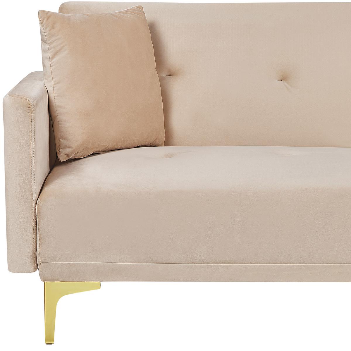 3-SITZER-SCHLAFSOFA Samtstoff Beige Lucan - Beige, Textil (190/75/90cm) - Beliani