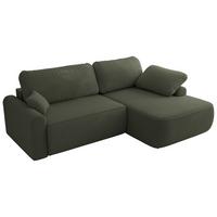 ECKSCHLAFSOFA CUBO L Dunkelgrün Boucle - rechts - Dunkelgrün/Schwarz, Kunststoff/Textil (187/273cm) - MKS