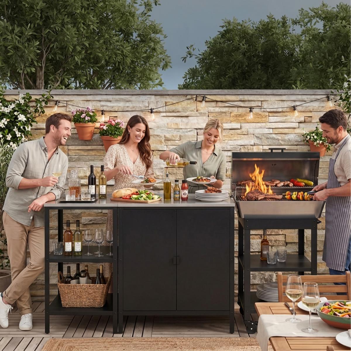 GARTENREGAL Bolognano - Schwarz, Metall (50/50/92cm) - casa.pro