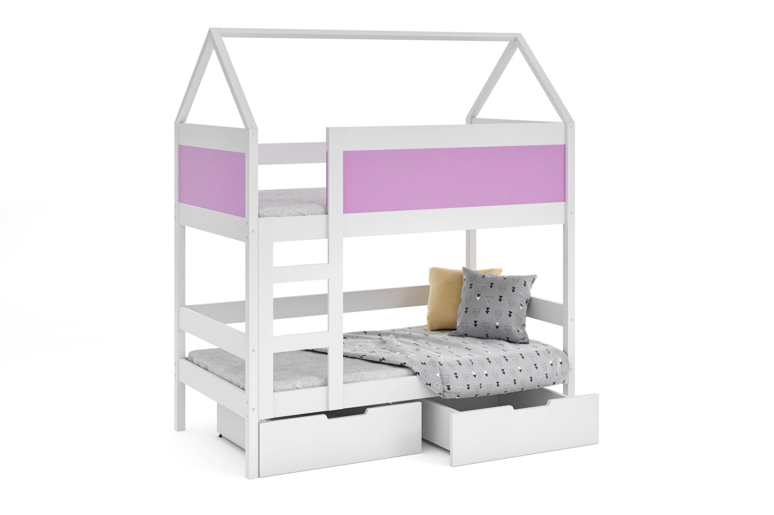 ETAGENBETT TAMI mit Bettkasten 80x180 cm Weiß - Weiß/Rosa, Holz (80/180cm) - MASSENO