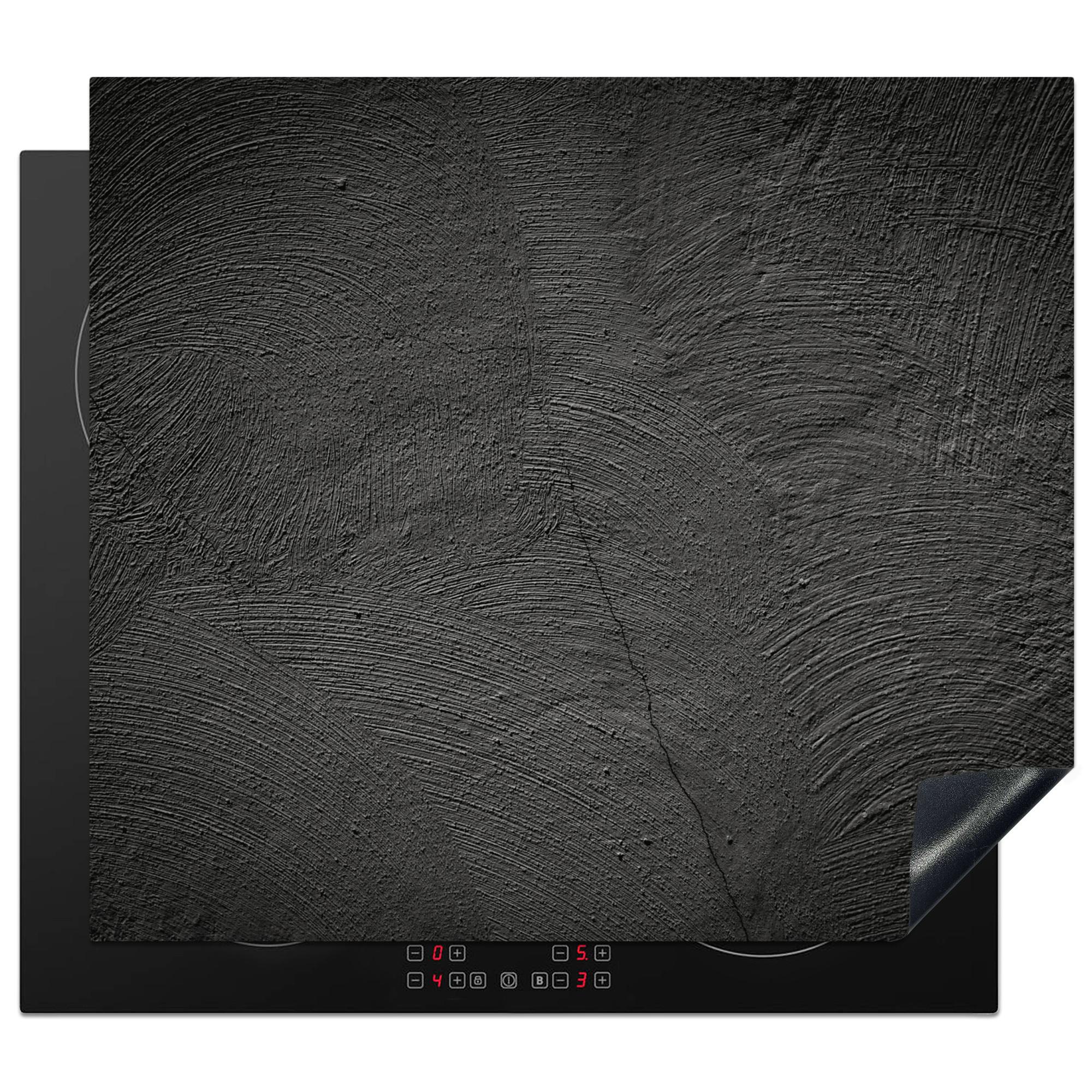 HERDABDECKPLATTE Beton - Schwarz - Industriell Abdeckung Ceranfeld 57.6x51.6 cm - Anthrazit, Kunststoff (57.6/51.6/0.2cm) - MuchoWow