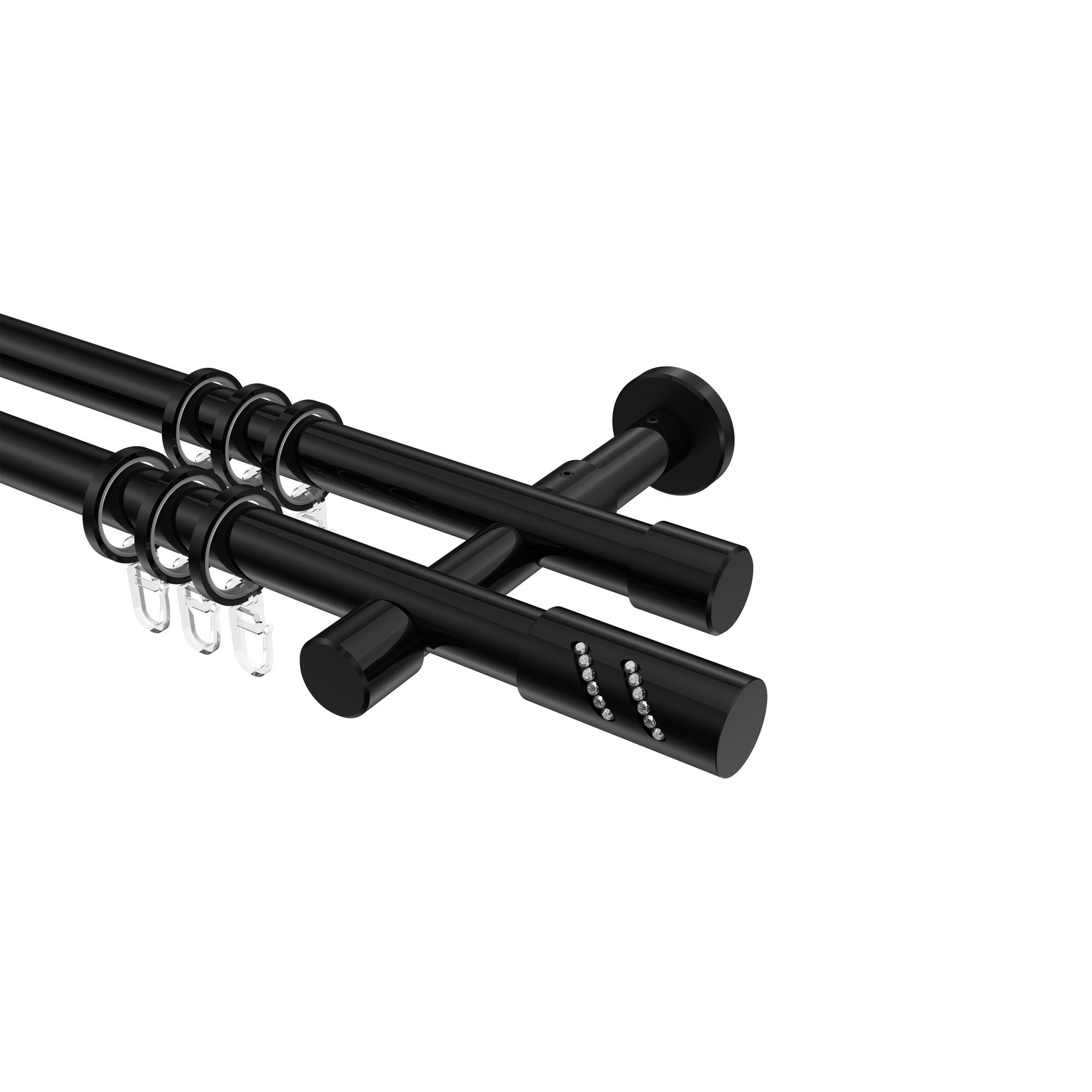 GARDINENSTANGE Prestige Zoena 360 cm (geteilt in 2 x 180 cm), 2-läufig, 20 mm Ø Schwarz - Schwarz, Metall (360cm) - INTERDECO