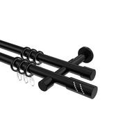 GARDINENSTANGE Prestige Zoena 360 cm (geteilt in 2 x 180 cm), 2-läufig, 20 mm Ø Schwarz - Schwarz, Metall (360cm) - INTERDECO