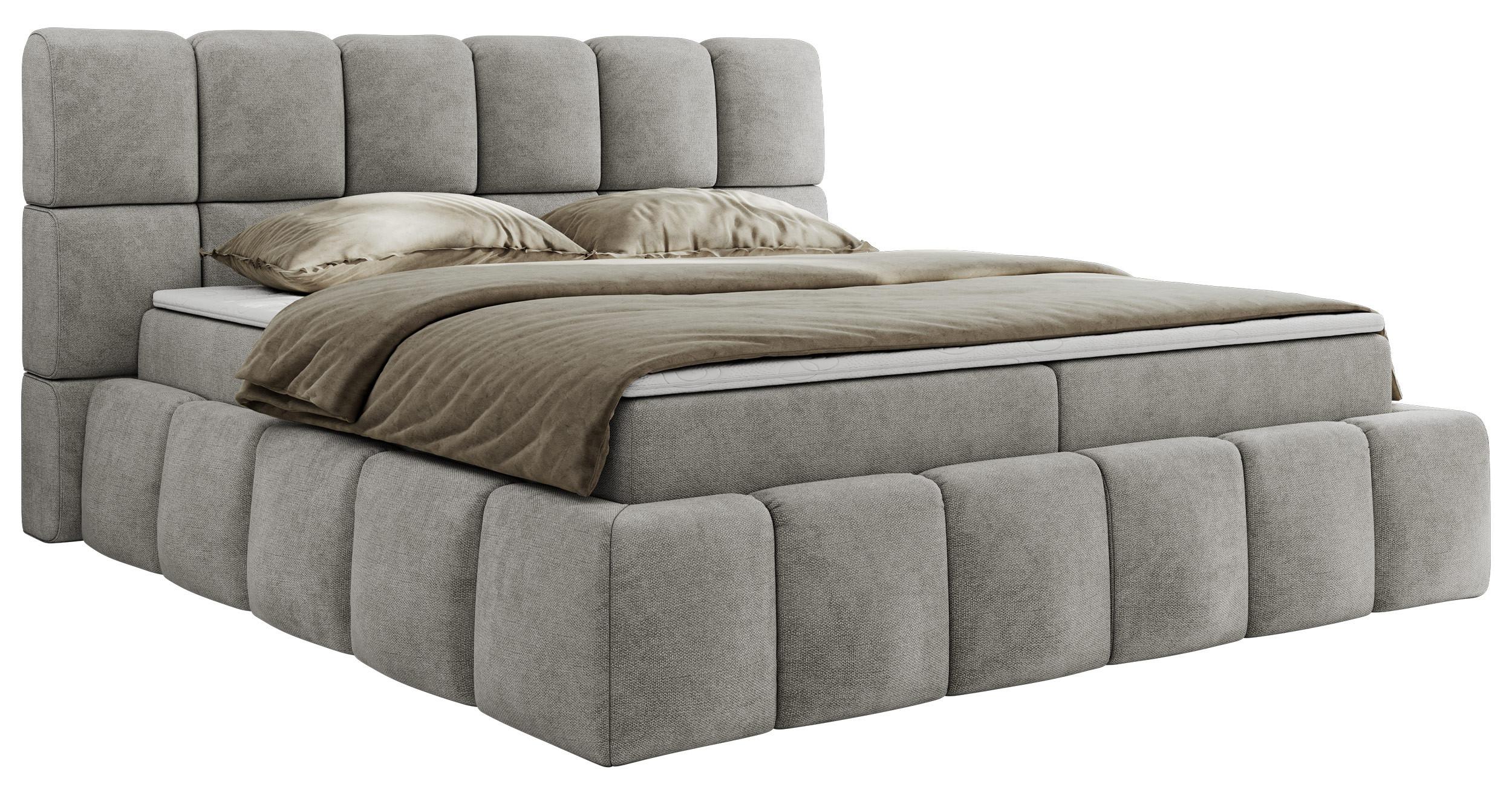 BOXBETT NIRA 180/200 - Hellgrau Strukture - H4 - Hellgrau, Holz/Textil (180/200cm) - MKS