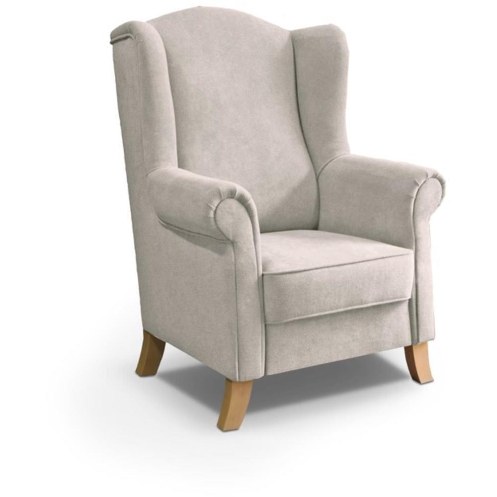 OHRENSESSEL Leonardo beige - Beige/Buchefarben, Holz/Textil (88/118/86cm) - Beautysofa
