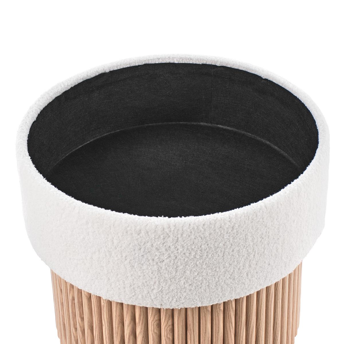 POUF mit Stauraum Bouclé Cremeweiß Richey - Weiß, Textil (50/46/50cm) - Beliani