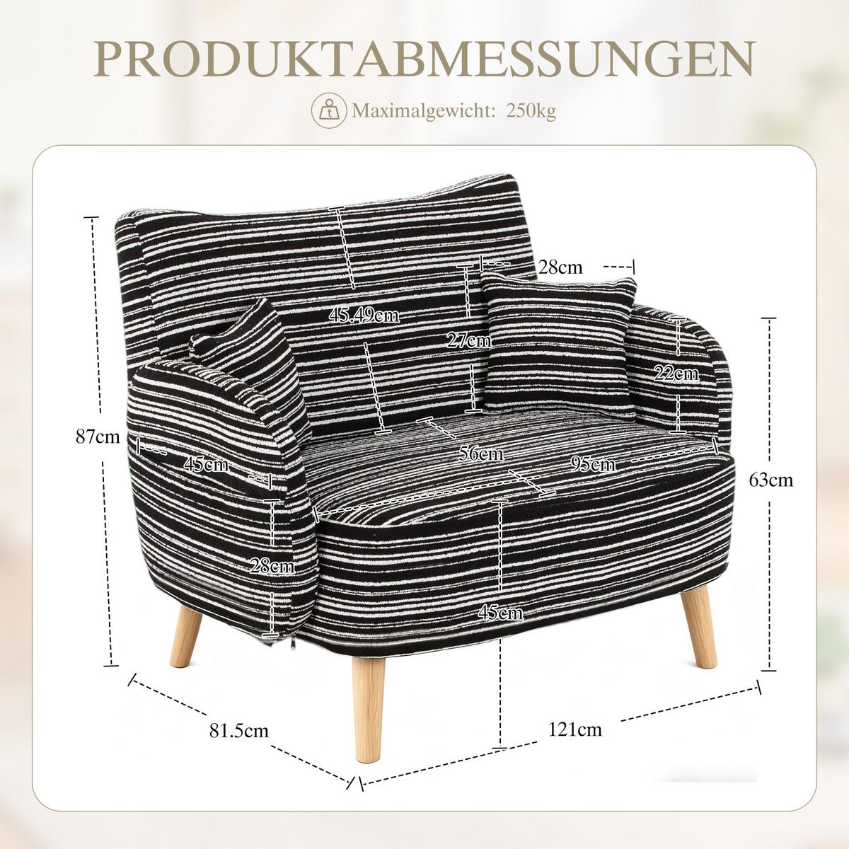 2-SITZER SOFA boucle schwarz kompakt 121cm - Schwarz, Textil (121/87/81.5cm) - Urban Meuble