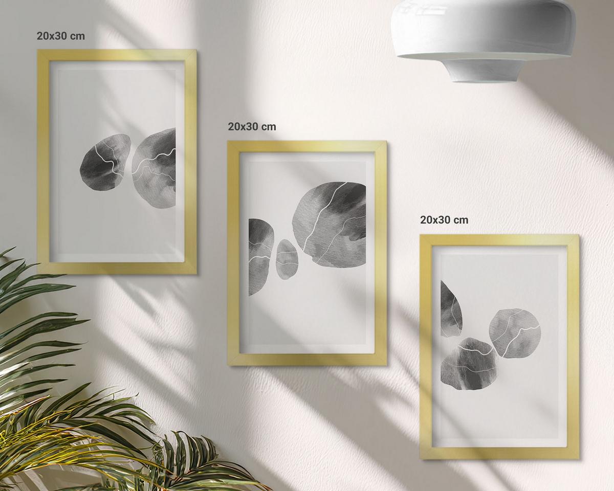 BILDER SET 3er Set - 20x30 cm Goldrahmen - Abstrakte Kunst, Farbspritzer - Goldfarben, Kunststoff (20/30cm) - TULUP