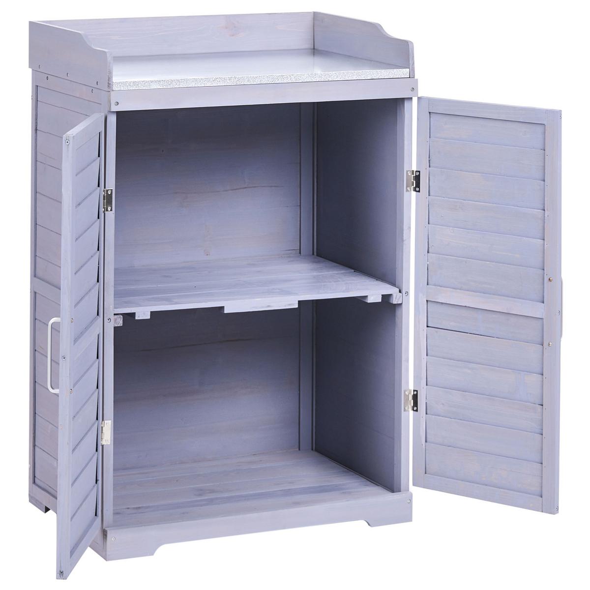 PFLANZTISCH 67/100 cm Tannenholz Grau Tereville - Dunkelgrau/Weiß, Holz - Beliani
