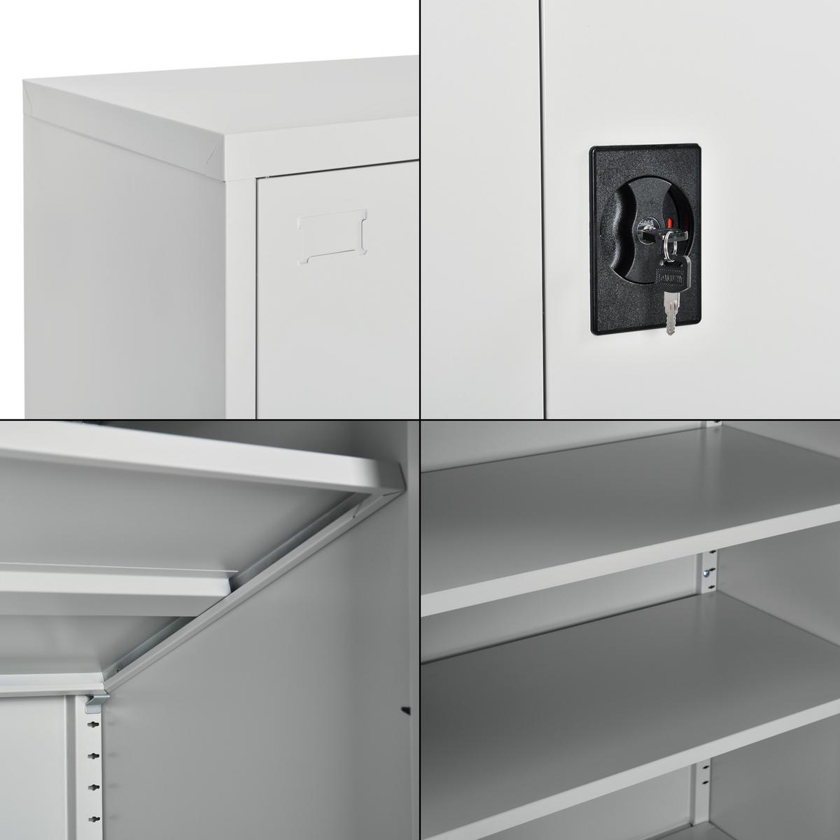 AKTENSCHRANK Molise - Hellgrau, Metall (90/90/40cm) - [en.casa]