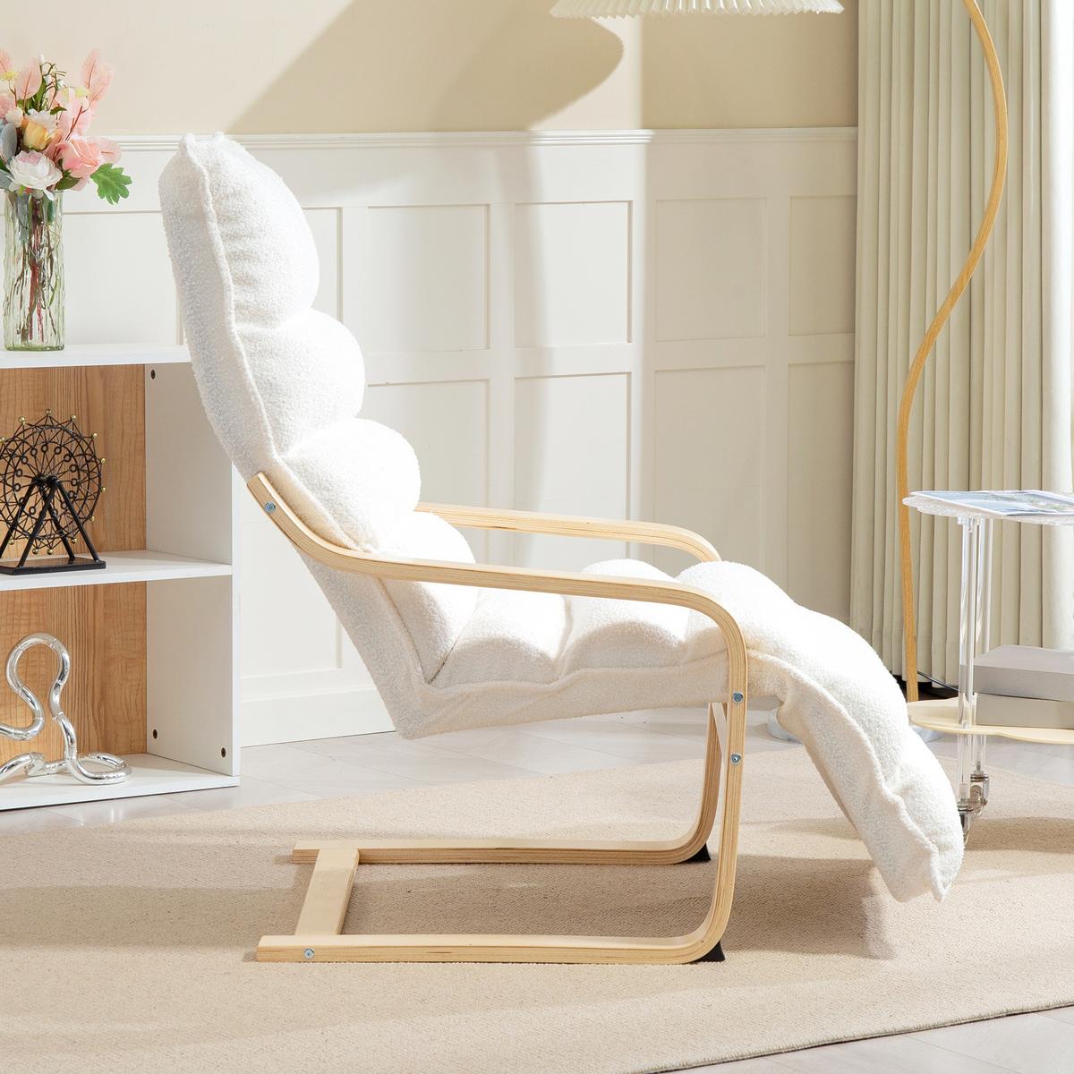 RELAXSSESSEL Sessel mit Verstellbar Fußteil, Armlehne für Wohnzimmer, Weiß - Weiß, Kunststoff (67/105/114cm) - HOMCOM