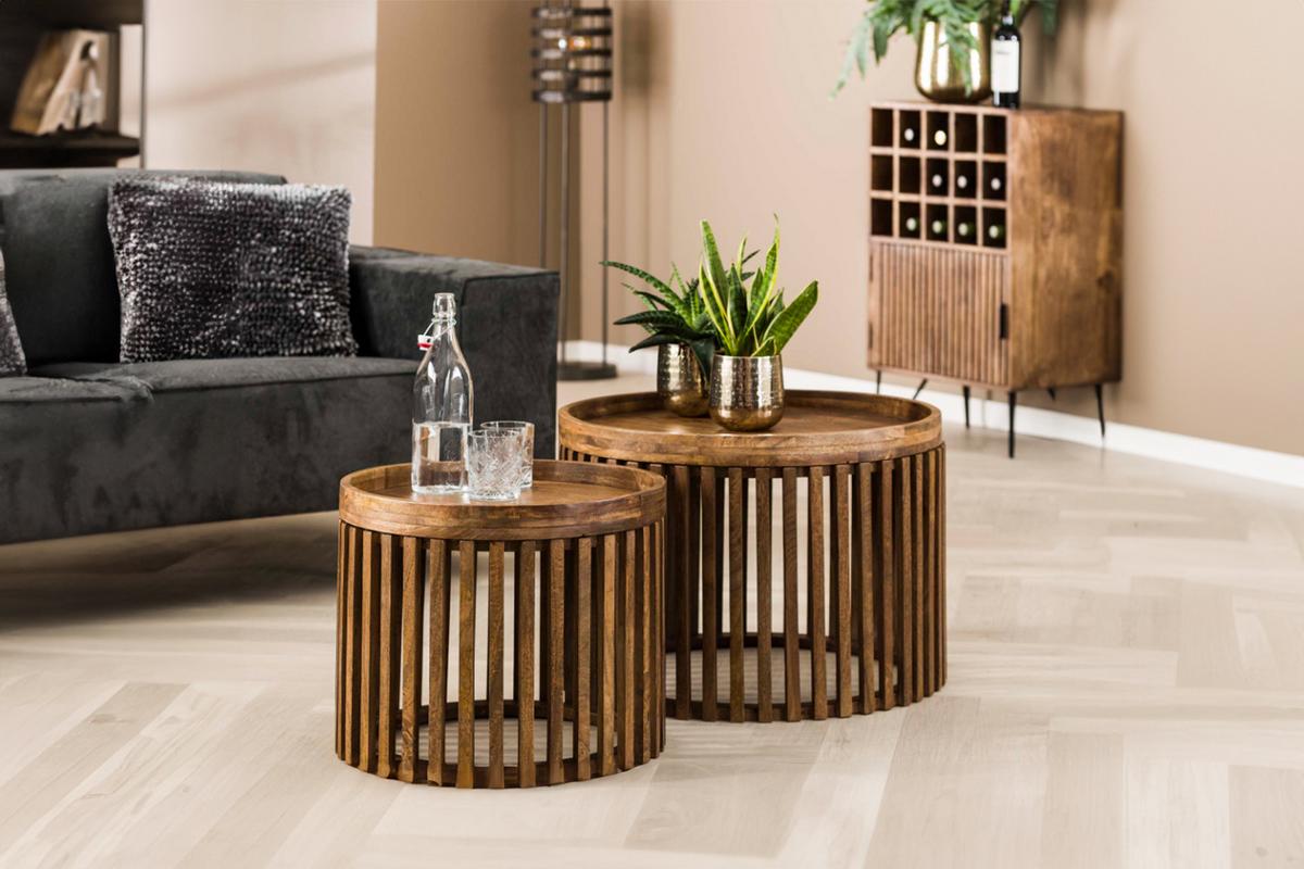 COUCHTISCH LANI 2ER SET Braun Mango - Braun, Mangoholz/Holz (65/65/40cm) - KAWOLA