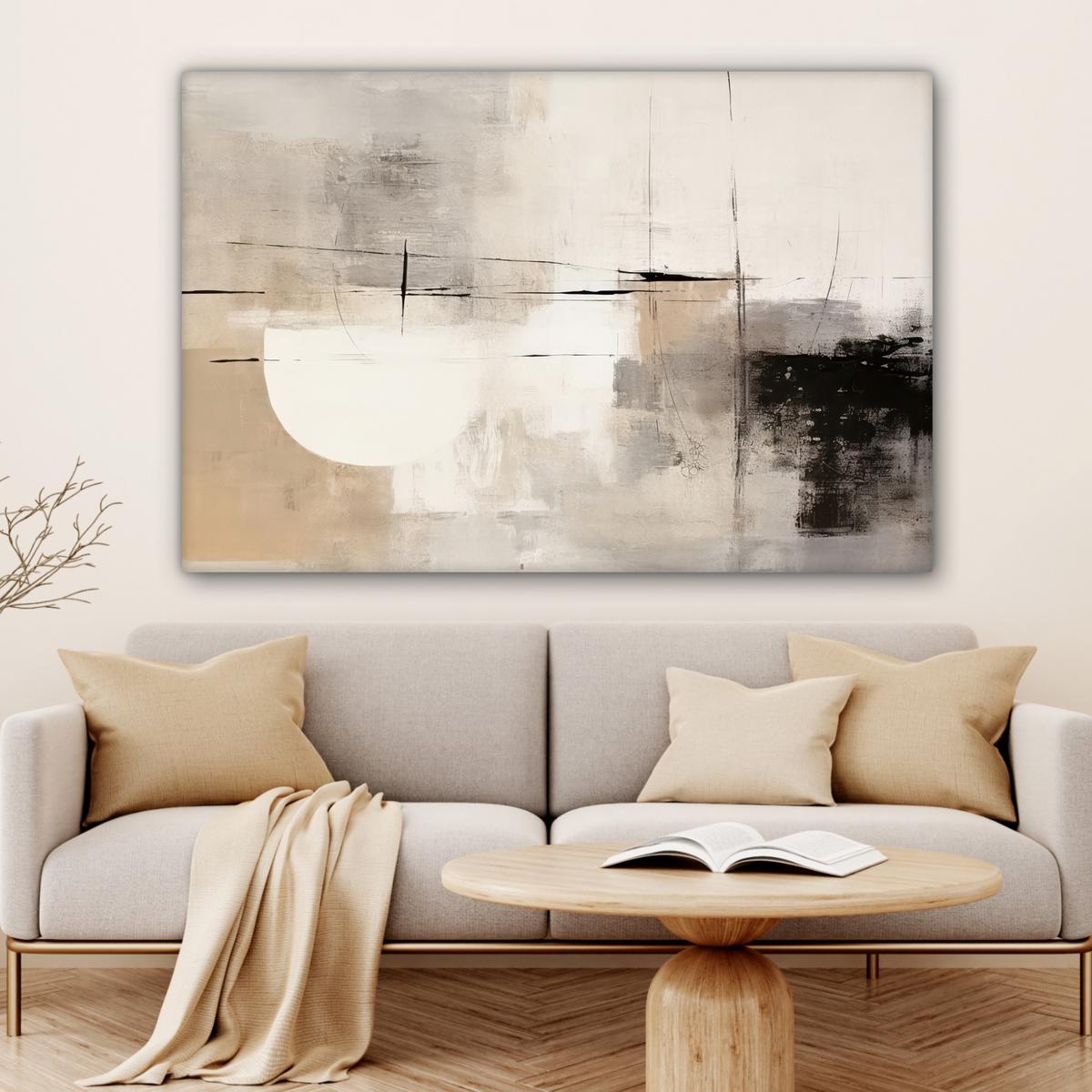 LEINWANDBILD Abstrakt - Kunst - Grau Groß 140x90 cm - Hellgrau, Textil (140/90cm) - MuchoWow