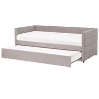 AUSZIEHBETT Samtstoff 90/200 cm Hellgrau Chavonne - Hellgrau, Textil (90/200cm) - Beliani