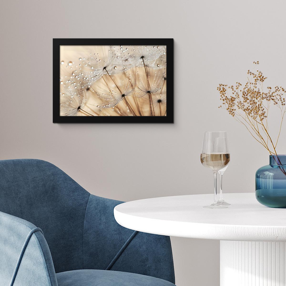 POSTER MIT RAHMENGERAHMTES BILD Löwenzahn - Abstrakt - Natur - Beige 30x20 cm - Braun, Papier (30/20cm) - MuchoWow