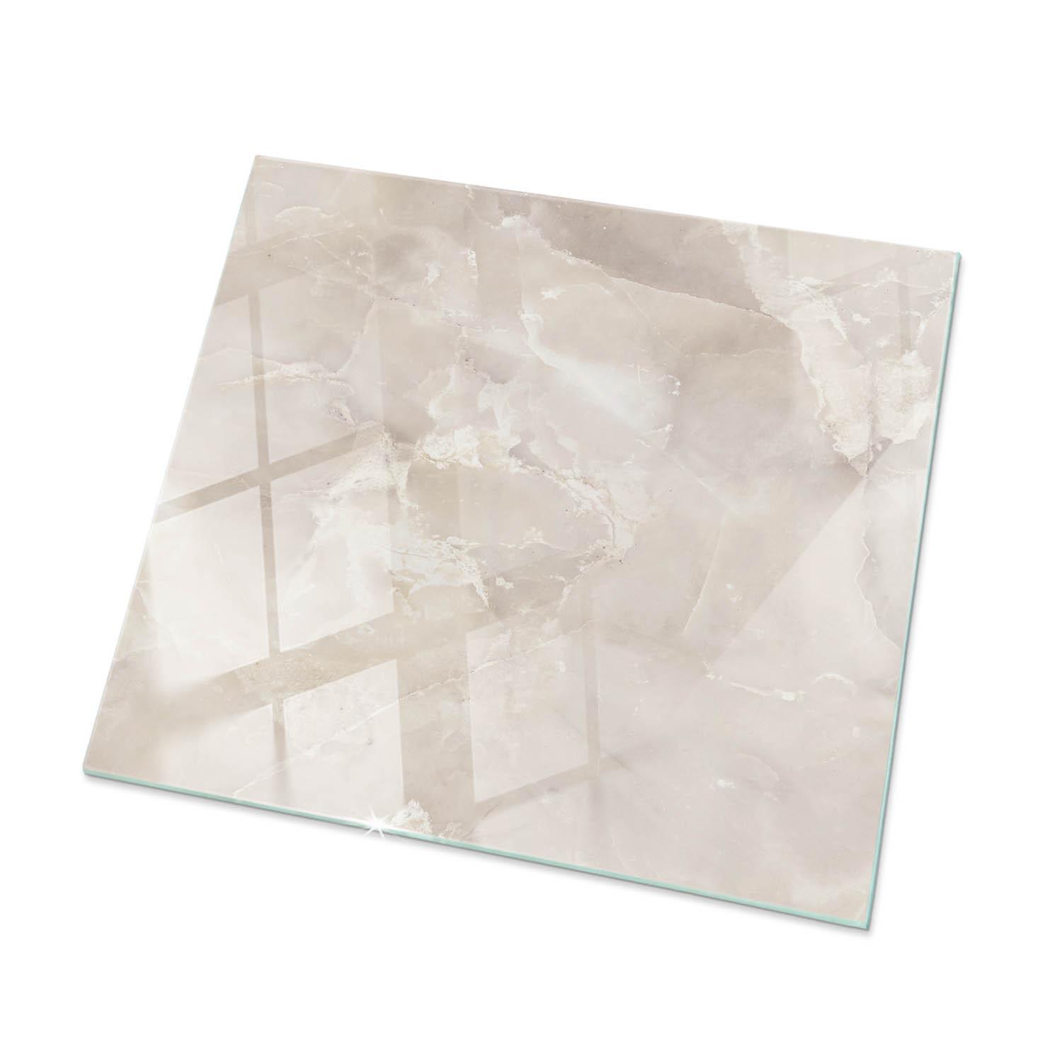TISCHPLATTE 50x50 cm Marmorstrukturmuster - Creme, Glas (0.4/50/50cm) - TULUP