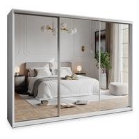 SCHWEBETÜRENSCHRANK RIEN 270/205/60 cm 3-türig mit Spiegel Weiß - Weiß, Holzwerkstoff (270/205/60cm) - MASSENO