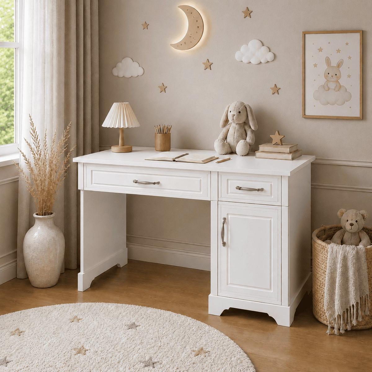 CHILDREN' desk TWINKLE für das Kinderzimmer Weiß matt - Weiß, Holzwerkstoff (122/76/60cm) - Lookway