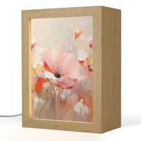 TISCHLEUCHTE Blumen - Aquarell - Rosa - Abstrakt - Kunst 15x20 cm - Anthrazit, Holzwerkstoff (8/15/20cm) - OnlyWow