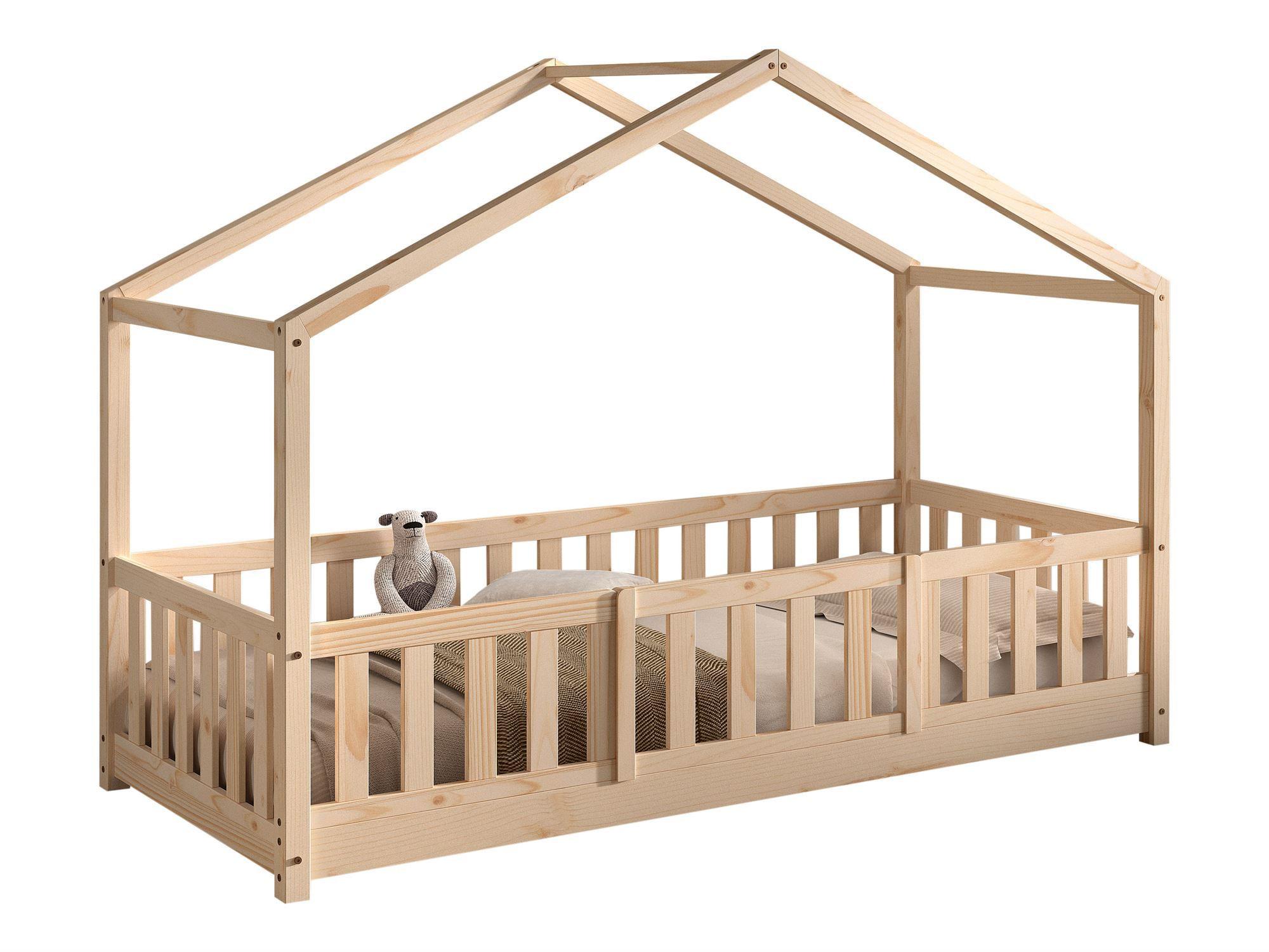 HAUSBETT Kapua 90x200 mit Rausfallschutz Kiefer Massivholz Natur - Kieferfarben, Holz (90/200cm) - 58aufmkessel