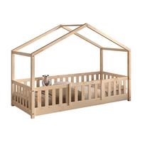 HAUSBETT Kapua 90x200 mit Rausfallschutz Kiefer Massivholz Natur - Kieferfarben, Holz (90/200cm) - 58aufmkessel