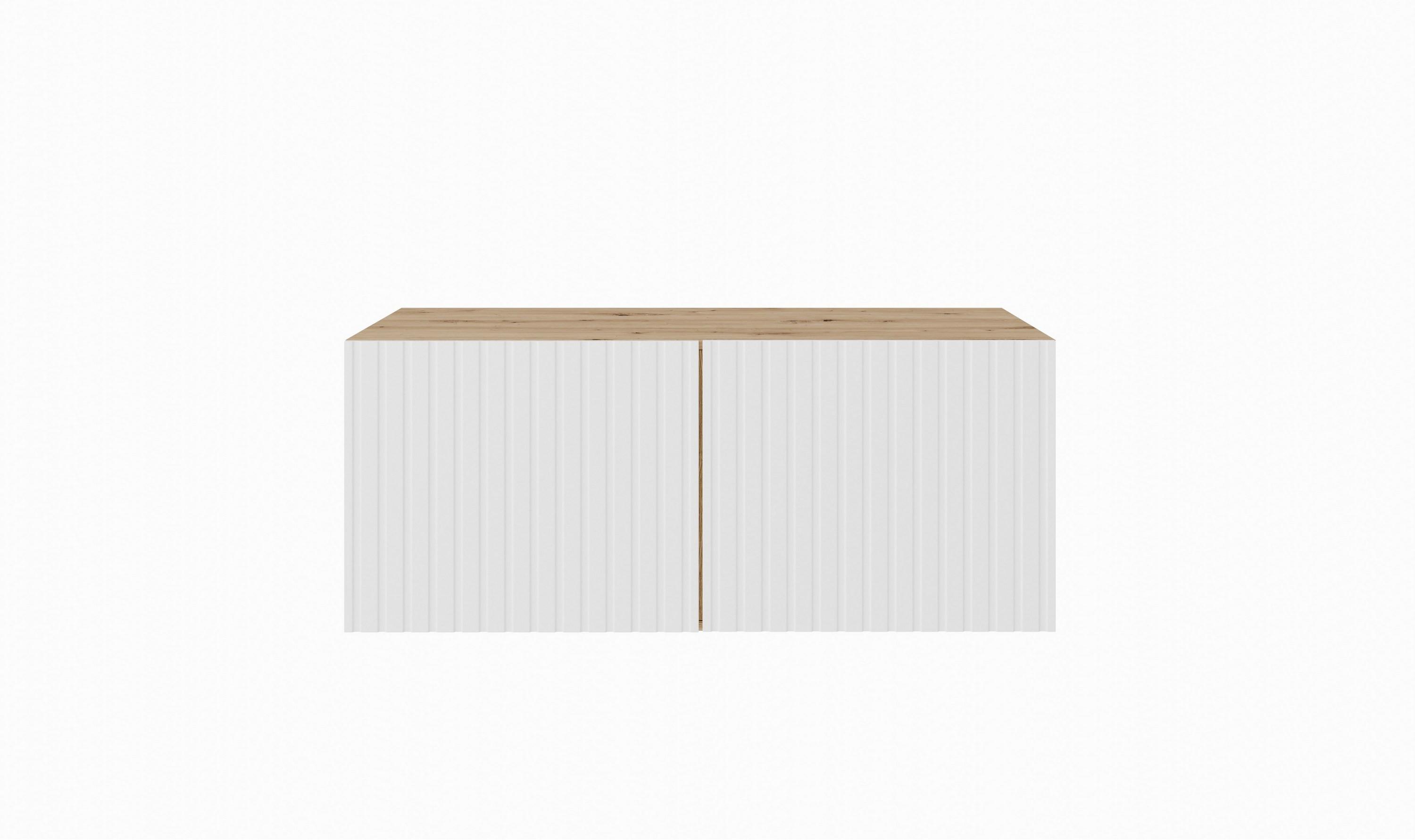 LOWBOARD LIVO 100/41/40 cm, Hängender TV-Schrank Eiche Artisan - Weiß/Eiche Artisan, Holzwerkstoff (100/41/40cm) - MASSENO