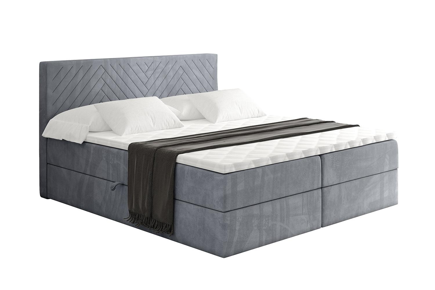 BOXBETT mit Matratze H4 und Lattenrost - VEXA - 160x200 - Grau Casablanca - Grau, Holzwerkstoff/Kunststoff (160/200cm) - ALTDECOR