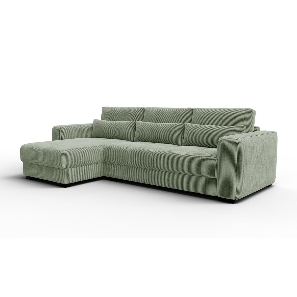 ECKSOFA OLI 4-Sitzer links, salbeigrün - Salbeigrün, Holz/Textil (295/172cm) - Wozimo