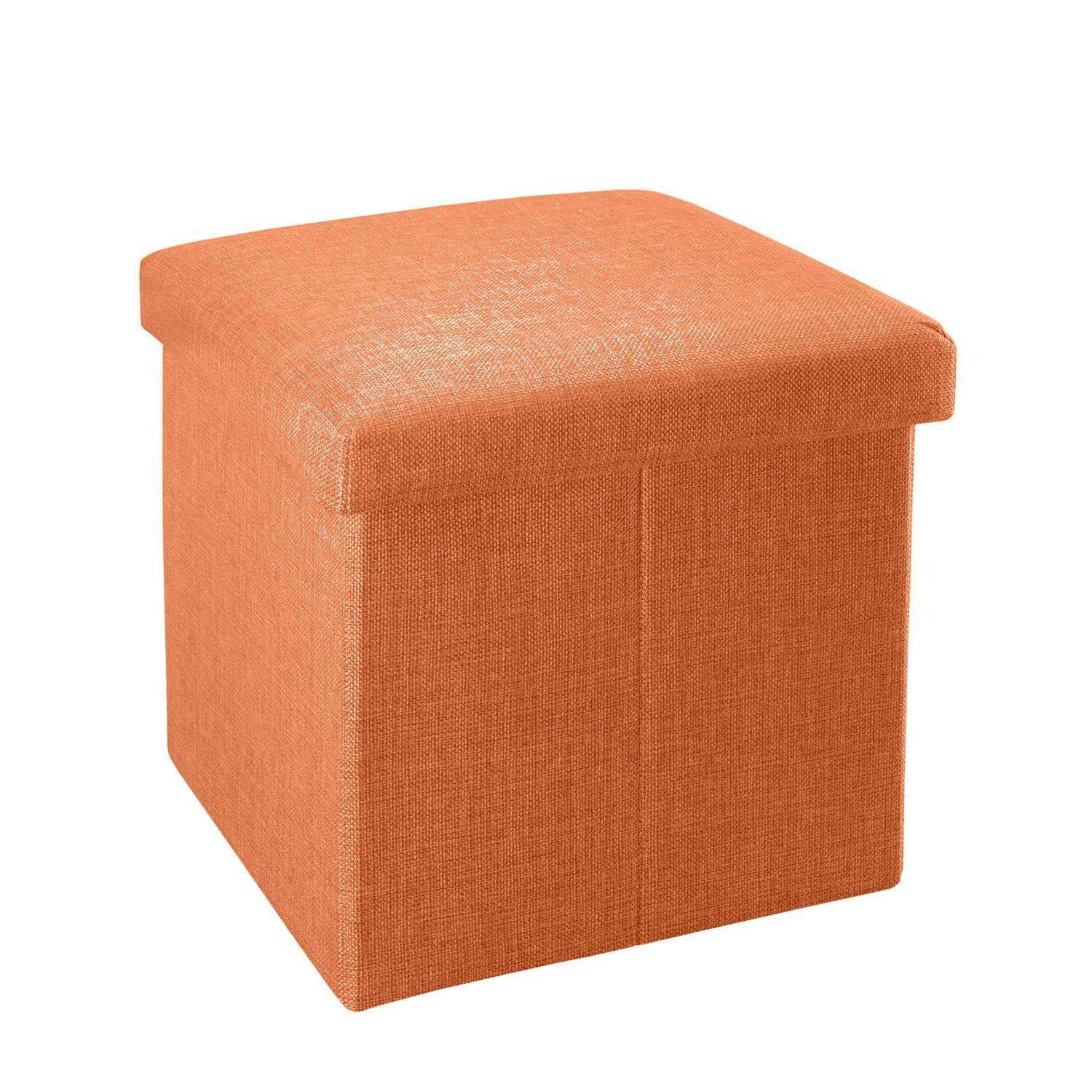 SITZHOCKER Faltbar 30/30/30 cm (Orange) - Orange, Textil (30/30/30cm) - Intirilife