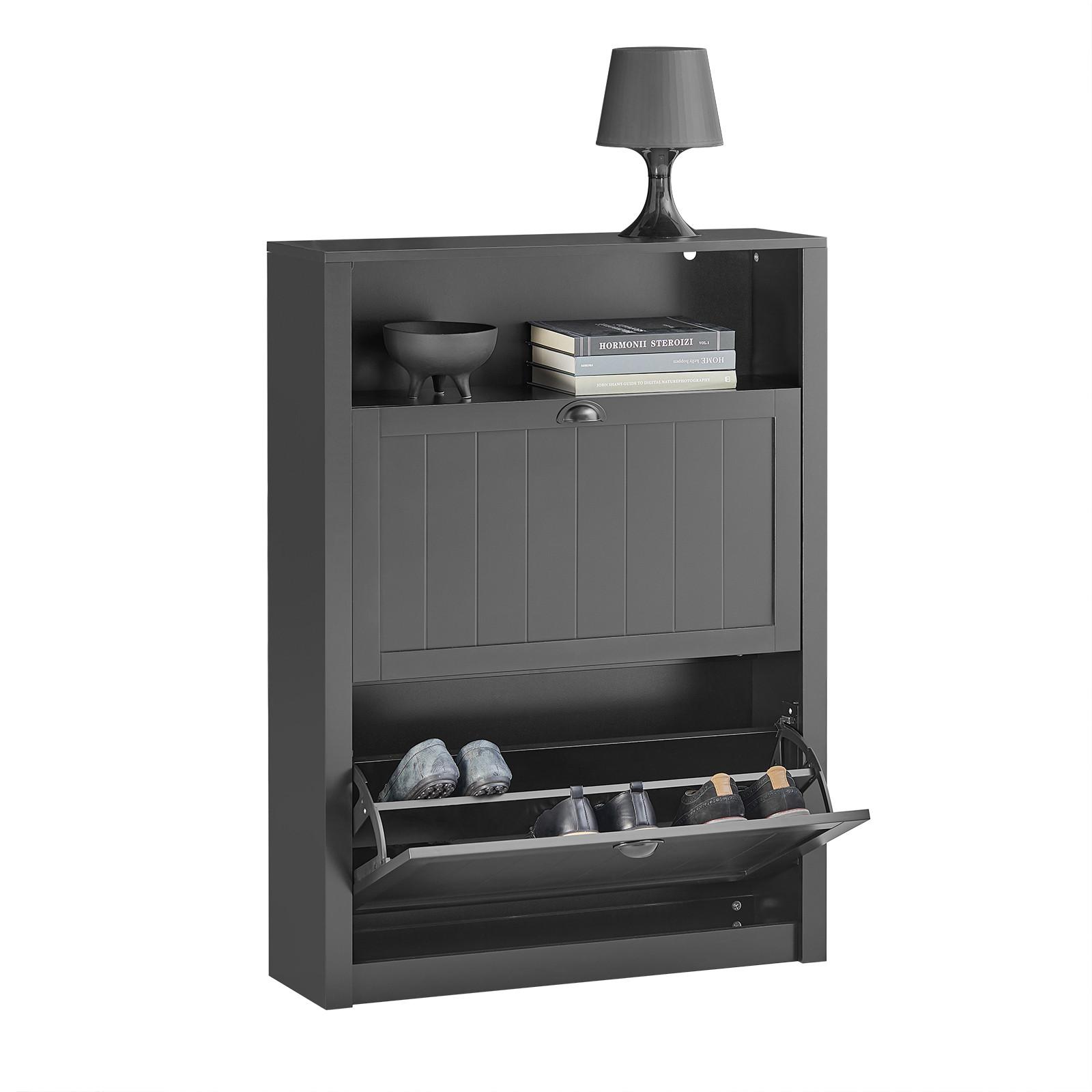 SCHUHSCHRANK Schwarz - Schwarz, Holzwerkstoff (80/110/24cm) - SoBuy