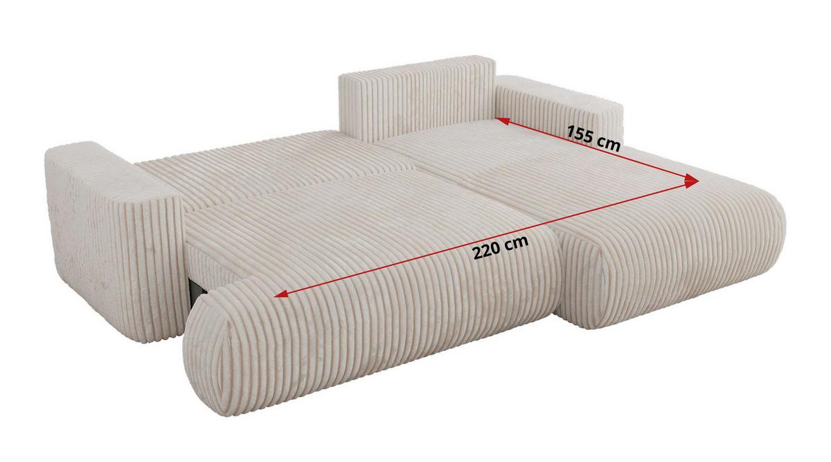 ECKSOFA OVO L Beige Cord - Links Seite - Beige/Schwarz, Kunststoff/Textil (271/195cm) - MKS